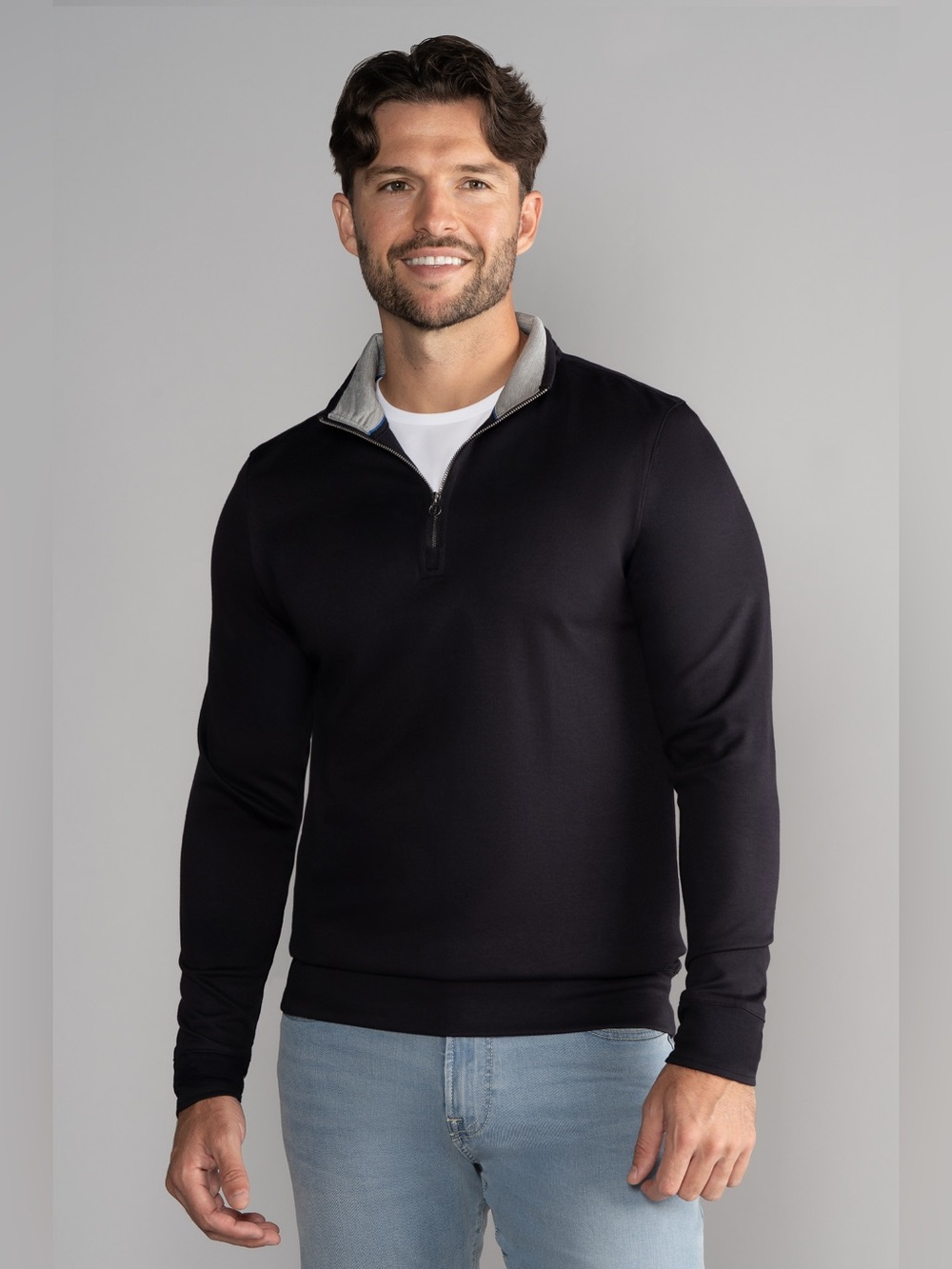 Twillory Performance Quarter Zip Sweater Large black pullover Athleisure preppy